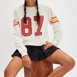 White Sweatshirt with Red 87 Print